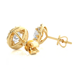 Load image into Gallery viewer, 1.90 CTW Round Cut Diamond Halo Push Back Earrings, 10K 14K 18K White Yellow Rose Gold, IGI Certified