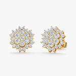 Load image into Gallery viewer, Flower Cluster Lab-Grown Diamond Earrings 0.67 CTW – 50 Round Stones | 10K, 14K, 18K Gold | IGI Certified
