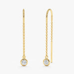 Load image into Gallery viewer, Bezel-Set Round Lab-Grown Diamond Dangle Drop Earrings 0.22 CTW – 2 Stones | 10K, 14K, 18K Gold | IGI Certified