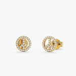 Load image into Gallery viewer, Round Lab-Grown Diamond Y-Shaped Circle Earrings 0.15 CTW – 60 Stones | 10K, 14K, 18K White, Yellow & Rose Gold | IGI Certified