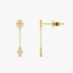Load image into Gallery viewer, Bezel-Set Round Lab-Grown Diamond Long Dangle Earrings 0.13 CTW – 16 Stones | 10K, 14K, 18K Gold | IGI Certified