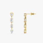 Load image into Gallery viewer, Mixed-Cut Lab-Grown Diamond Long Dangle Earrings 1.34 CTW β 8 Stones | Round, Emerald, Oval & Heart | 10K, 14K, 18K Gold | IGI Certified