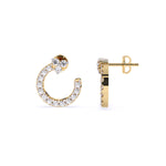 Load image into Gallery viewer, Round Lab-Grown Diamond Half-Round Circle Earrings 0.30 CTW – 32 Stones | 10K, 14K, 18K White, Yellow & Rose Gold | IGI Certified