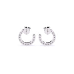 Load image into Gallery viewer, Round Lab-Grown Diamond Half-Round Circle Earrings 0.30 CTW – 32 Stones | 10K, 14K, 18K White, Yellow & Rose Gold | IGI Certified