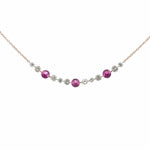 Load image into Gallery viewer, 2.01 CTW Invisible-Set Drilled Pink Sapphire & Diamond Strand Necklace (13pcs)