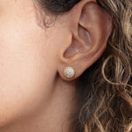 Load image into Gallery viewer, Full-Circle Pavé Lab-Grown Diamond Earrings 0.53 CTW – 36 Stones | Milgrain Detailing | 10K, 14K, 18K Gold | IGI Certified