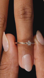 Load and play video in Gallery viewer, Star Diamond Ring in Yellow Gold | 0.04 Carat | Lab Grown | Dainty Pavé Celestial Ring | 10K/14K/18K