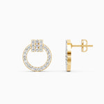 Load image into Gallery viewer, Round Lab Grown Diamond Round Circle Earrings 0.38 CTW – 54 Stones, 10K 14K 18K White Yellow Rose Gold, IGI Certified