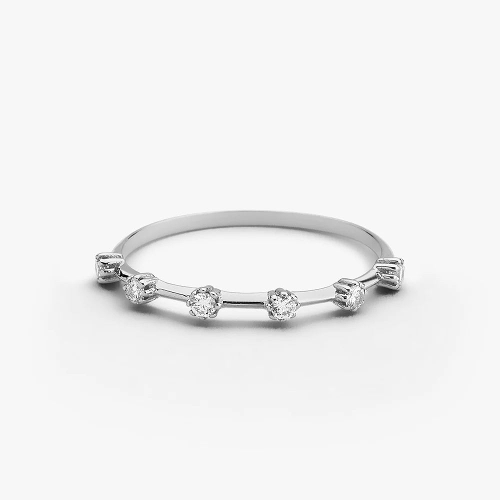 0.10 Carat IGI Certified Round Cut Diamond Stacking Ring