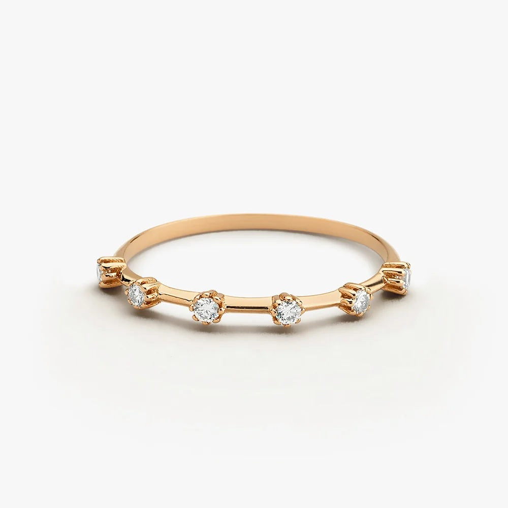 0.10 Carat IGI Certified Round Cut Diamond Stacking Ring