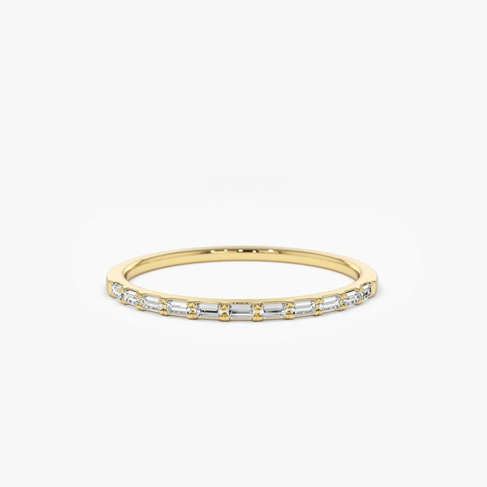 0.15 Carat Thin Half Eternity Baguette Diamond Stackable Ring