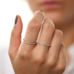 Load image into Gallery viewer, 0.15 Carat Thin Half Eternity Baguette Diamond Stackable Ring
