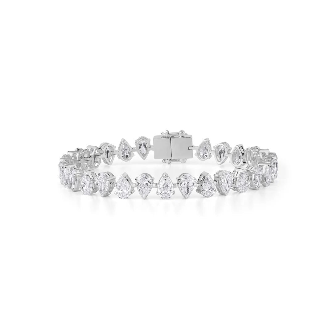 11.30 CTW Pear Lab-Grown Diamond Tennis Bracelet in 14K White Gold – IGI Certified