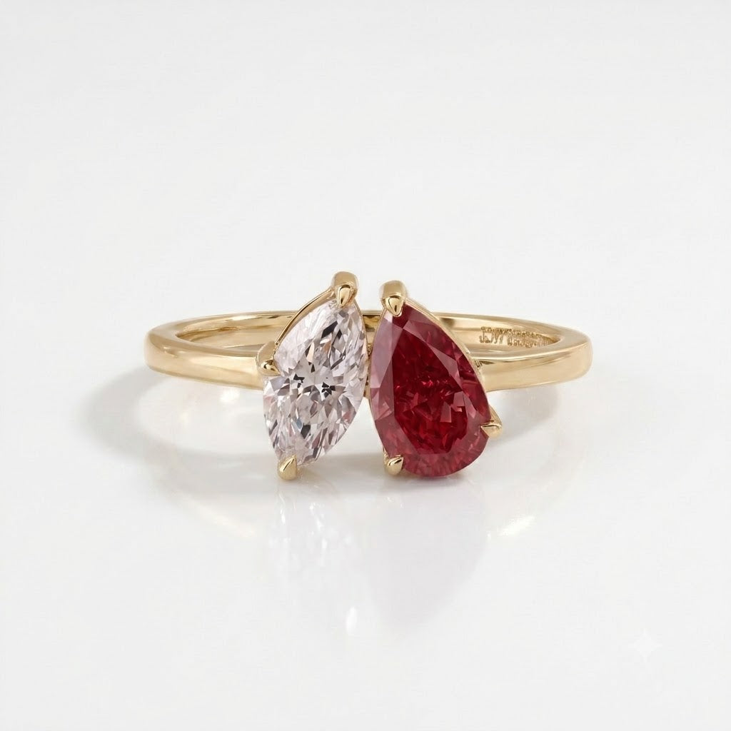 Ready-to-Ship 1.46 CT Toi et Moi Lab Grown Diamond Ring in 14K Yellow Gold