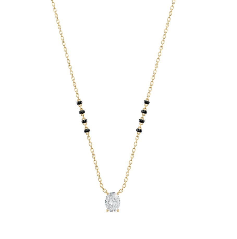 Oval Lab Grown Diamond Mangalsutra Necklace – 10K/14K/18K Yellow, White or Rose Gold – IGI Certified