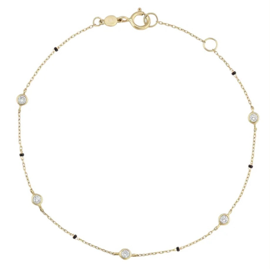 Round Lab Grown Diamond Mangalsutra Bracelet – IGI Certified – 10K/14K/18K Yellow, White, Rose Gold