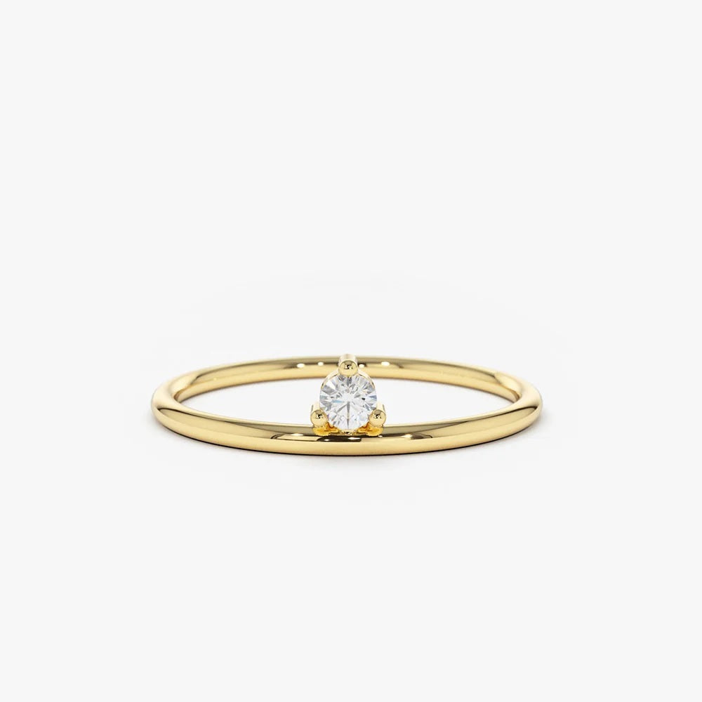 0.05 Carat Round Cut Three Prong Solitaire Lab-Grown Diamond Ring