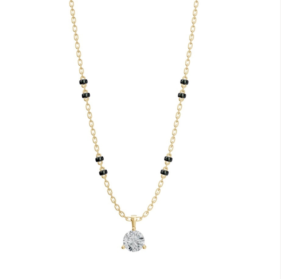 Round Lab Grown Diamond Mangalsutra – 3-Prong Setting – IGI Certified – 10K/14K/18K Gold