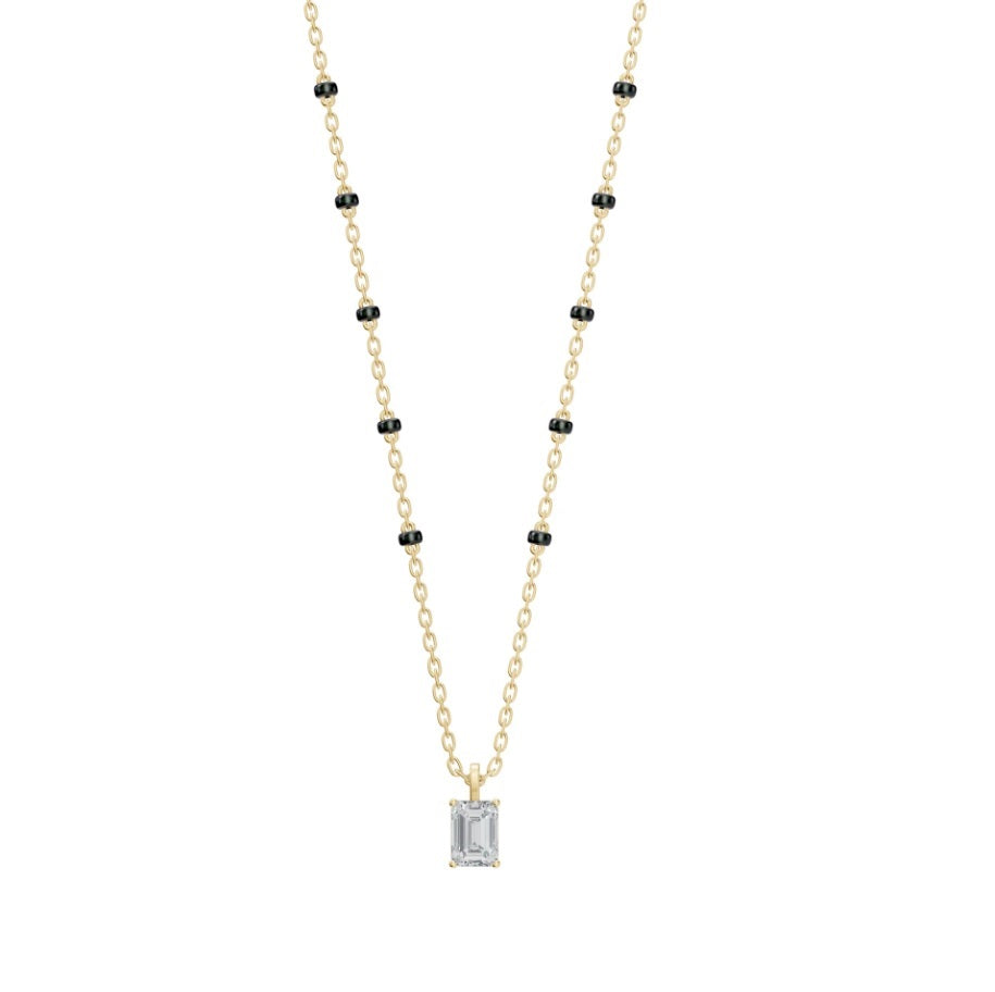 Emerald Cut Lab Grown Diamond Mangalsutra – 10K/14K/18K Yellow, White or Rose Gold – IGI Certified