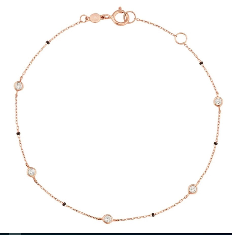 Round Lab Grown Diamond Mangalsutra Bracelet – IGI Certified – 10K/14K/18K Yellow, White, Rose Gold