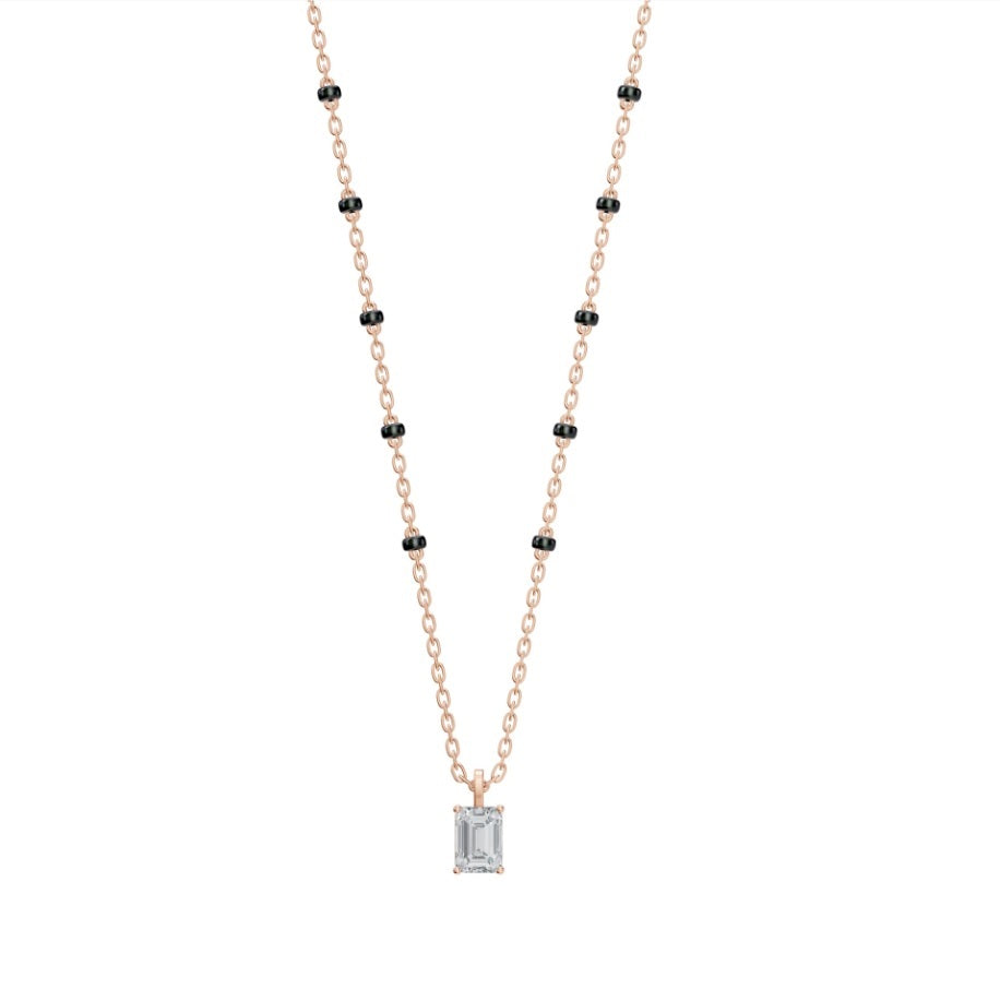 Emerald Cut Lab Grown Diamond Mangalsutra – 10K/14K/18K Yellow, White or Rose Gold – IGI Certified