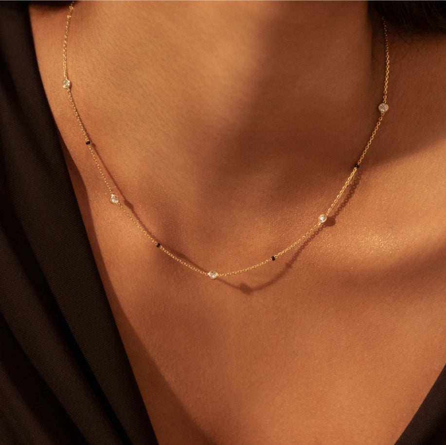 Bezel Set Round Lab Diamond Mangalsutra – 10K/14K/18K Yellow, White, or Rose Gold – IGI Certified