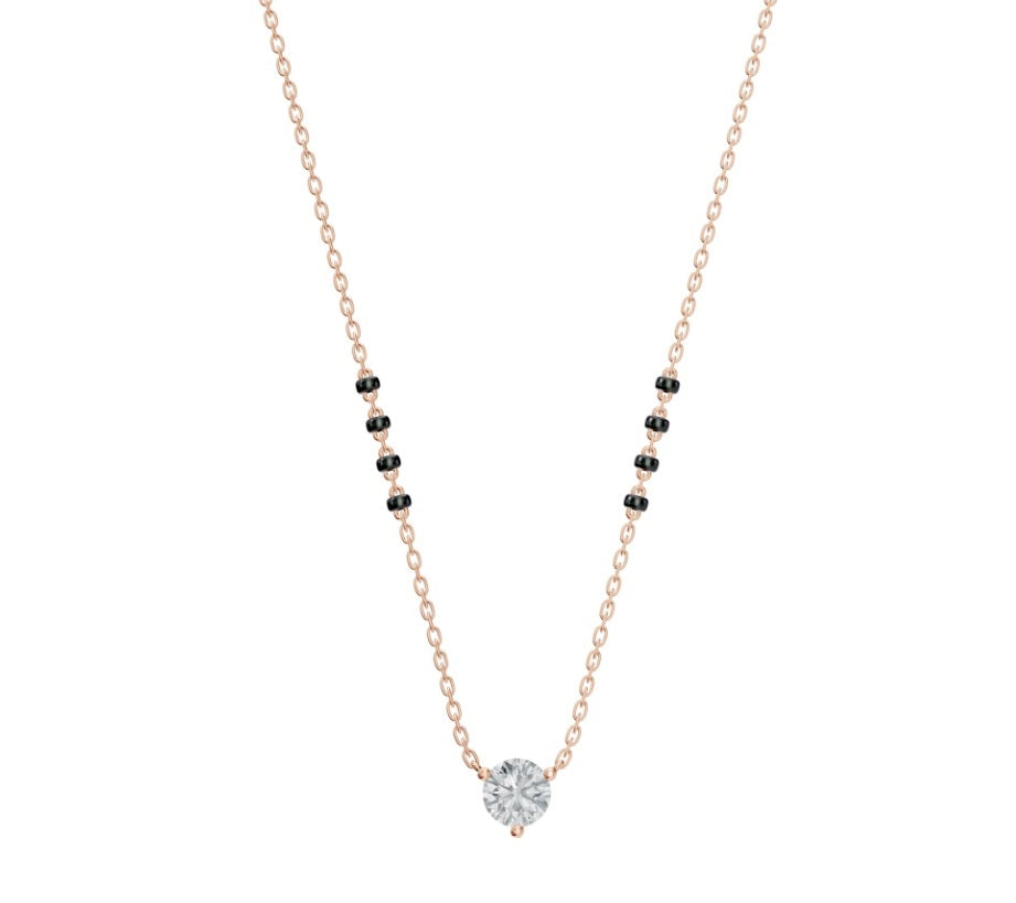 Round Lab Grown Diamond Mangalsutra Necklace – 10K/14K/18K Yellow, White or Rose Gold – IGI Certified