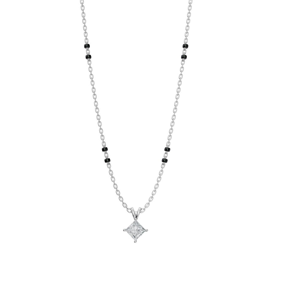 Princess Cut Solitaire Diamond Mangalsutra in 14K/18K Gold | IGI Certified