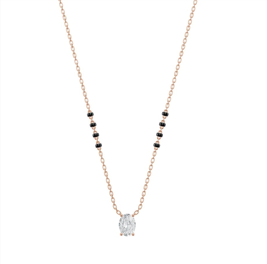 Oval Lab Grown Diamond Mangalsutra Necklace – 10K/14K/18K Yellow, White or Rose Gold – IGI Certified
