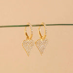 Load image into Gallery viewer, Heart-Shaped Dangle Huggie Hoop Earrings 1.22 CTW – 122 Round Lab-Grown Diamonds | 10K, 14K, 18K Gold | IGI Certified
