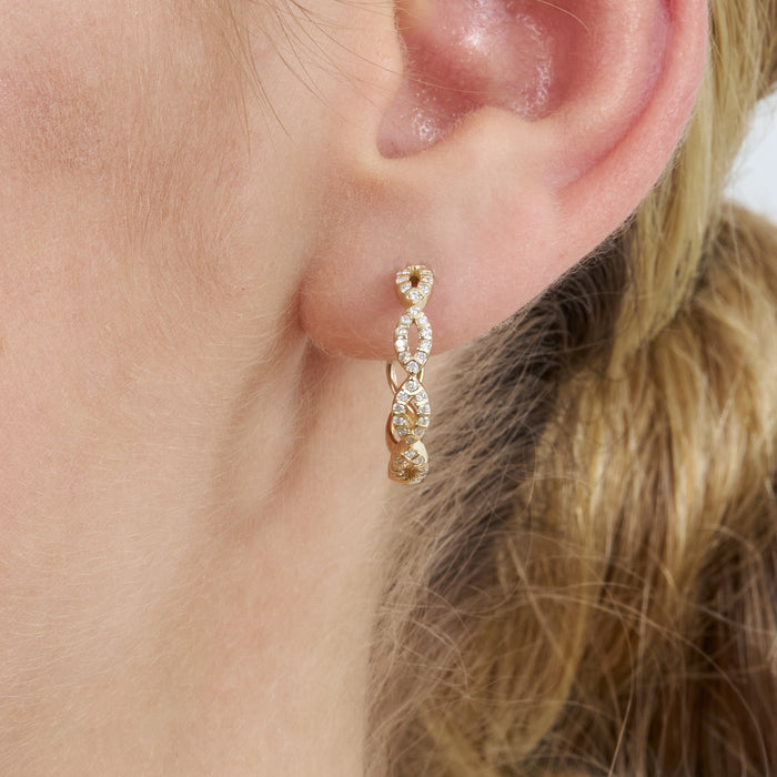 Twisted Hoop Lab-Grown Diamond Earrings 0.23 CTW – 80 Round Stones | 10K, 14K, 18K Gold | IGI Certified