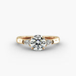 Load image into Gallery viewer, 10K Gold Three Stone Round With Pear Shaped Diamond Engagement Ring
