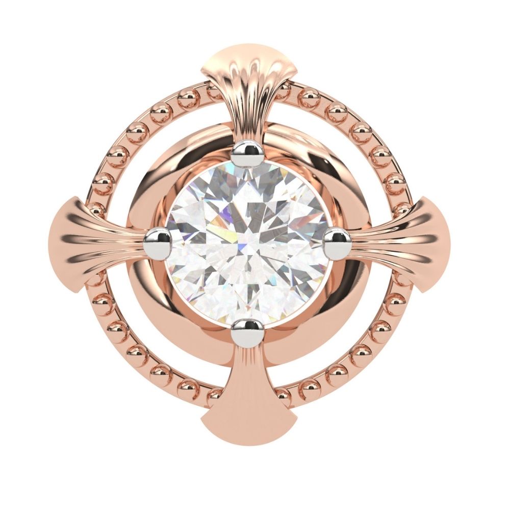 Round Lab Grown Diamond Earrings 0.94 CTW Dot & Leaf Design in 10K 14K 18K White Yellow Rose Gold