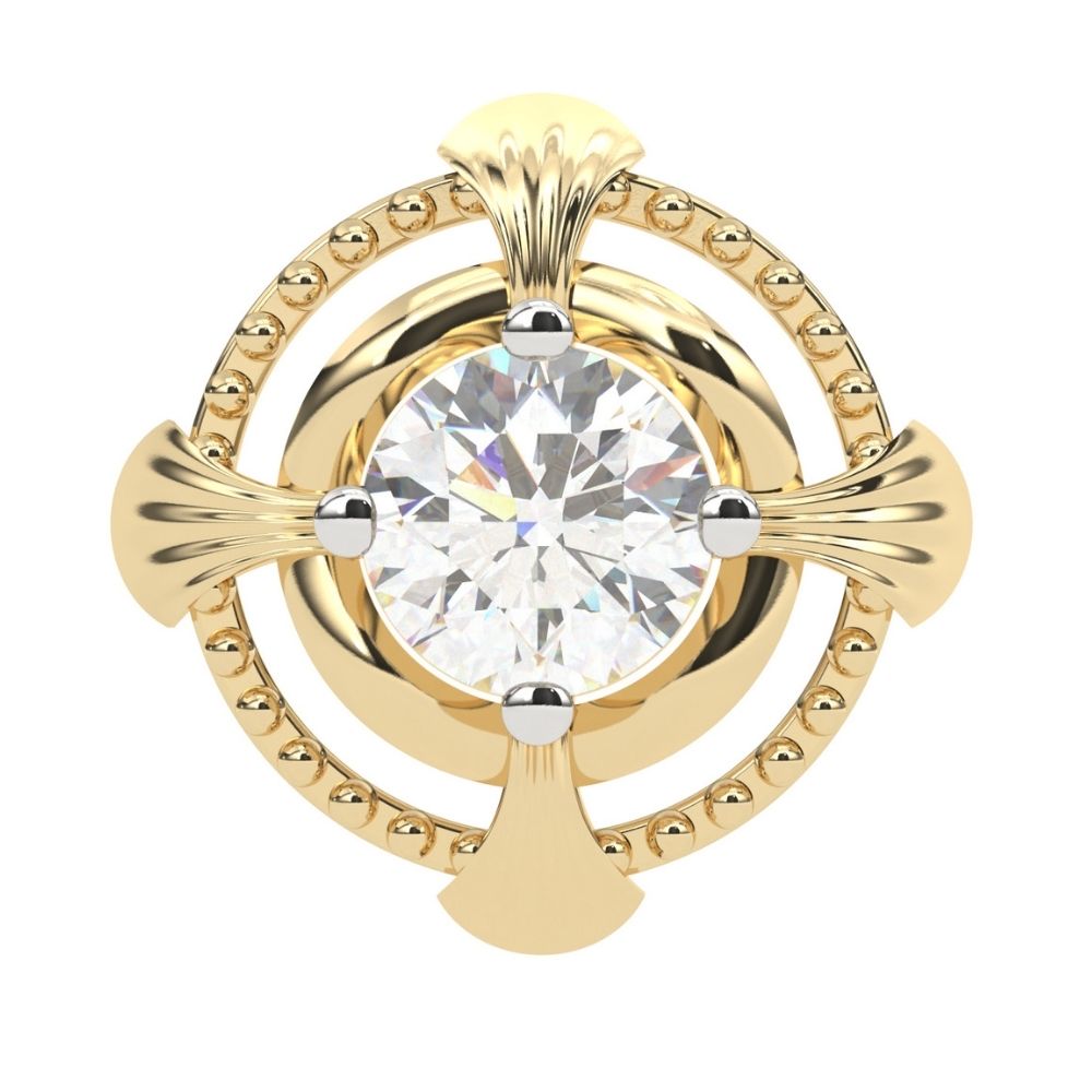 Round Lab Grown Diamond Earrings 0.94 CTW Dot & Leaf Design in 10K 14K 18K White Yellow Rose Gold