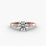 Load image into Gallery viewer, 14K Gold Round With Marquise Shape Three Stone Ring
