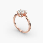 Load image into Gallery viewer, 14K Gold Round And Pear Three Stone Curved Diamond Ring

