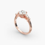 Load image into Gallery viewer, 10K Gold Round With Tapered Baguette Diamond Engagement Ring
