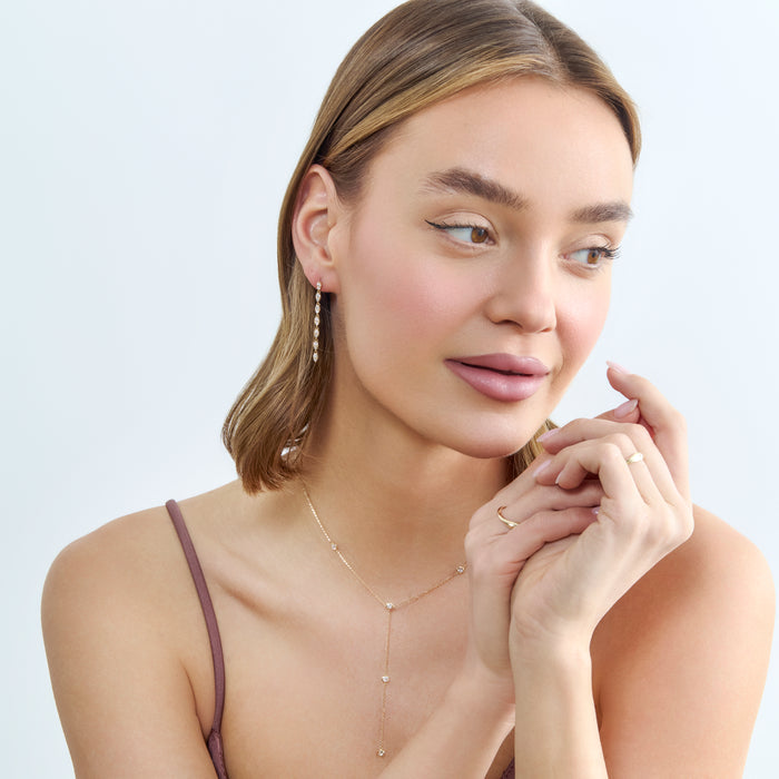 Marquise-Style Round Lab-Grown Diamond Long Dangle Earrings 0.86 CTW – 28 Stones | 10K, 14K, 18K Gold | IGI Certified