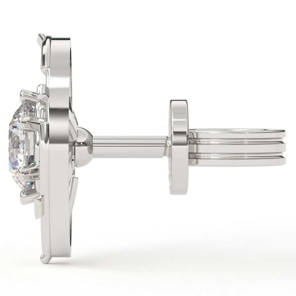 Cross-Style Round Lab Grown Diamond Earrings 0.94 CTW in 10K 14K 18K White Yellow Rose Gold