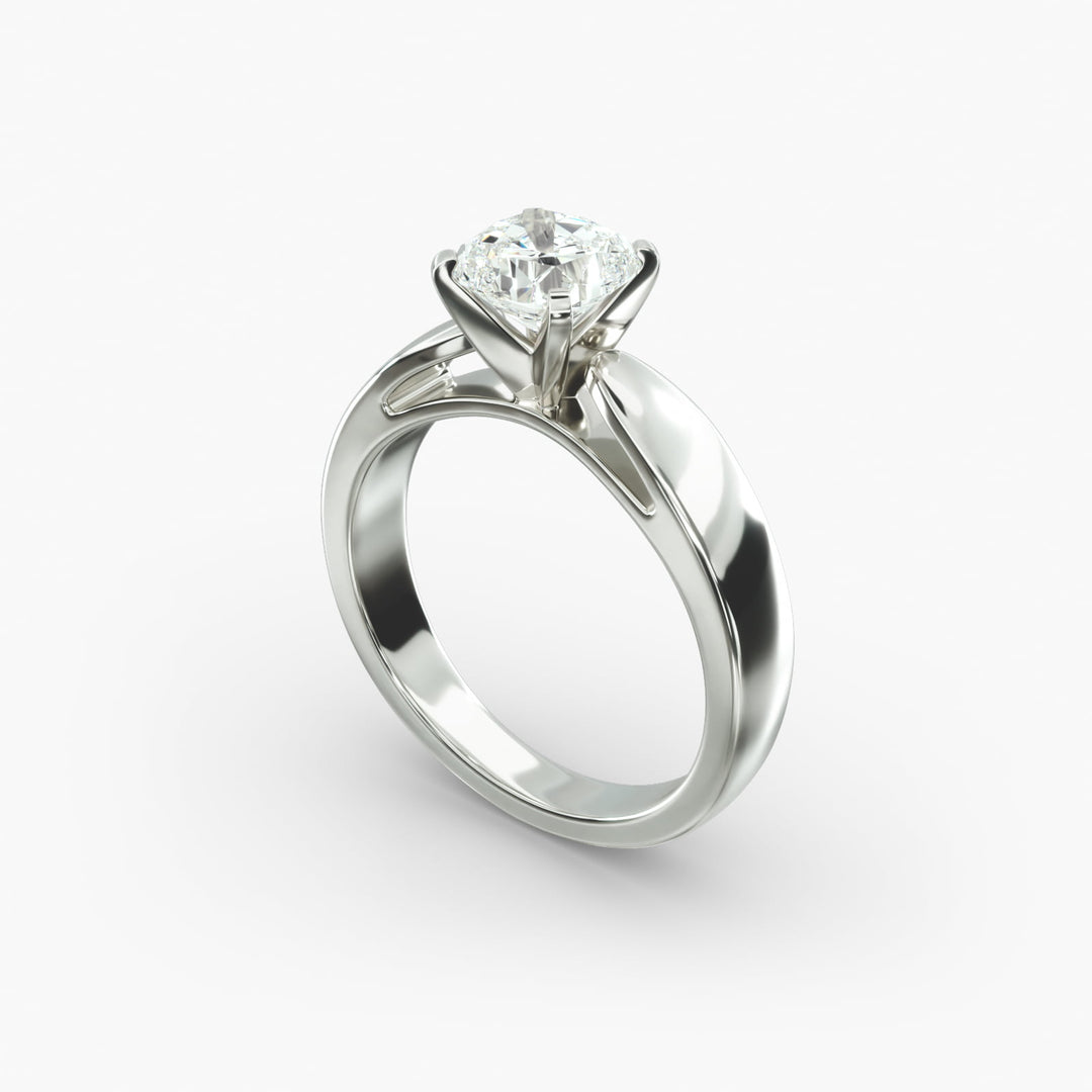 Cushion Lab-Grown Diamond Ring – Bold Band Design | IGI Certified | 10K/14K/18K Gold