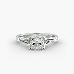 Load image into Gallery viewer, Cushion Lab-Grown Diamond Ring – Twisted Band Holding Design | IGI Certified | 10K/14K/18K Gold
