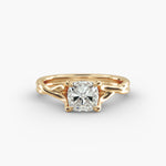Load image into Gallery viewer, Cushion Lab-Grown Diamond Ring – Twisted Band Holding Design | IGI Certified | 10K/14K/18K Gold
