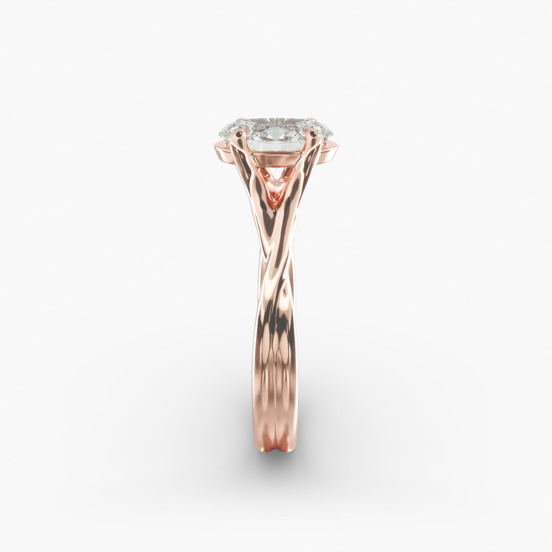 Oval Lab-Grown Diamond Twisted Double Band Ring – Designer Style | IGI Certified | 10K/14K/18K Gold