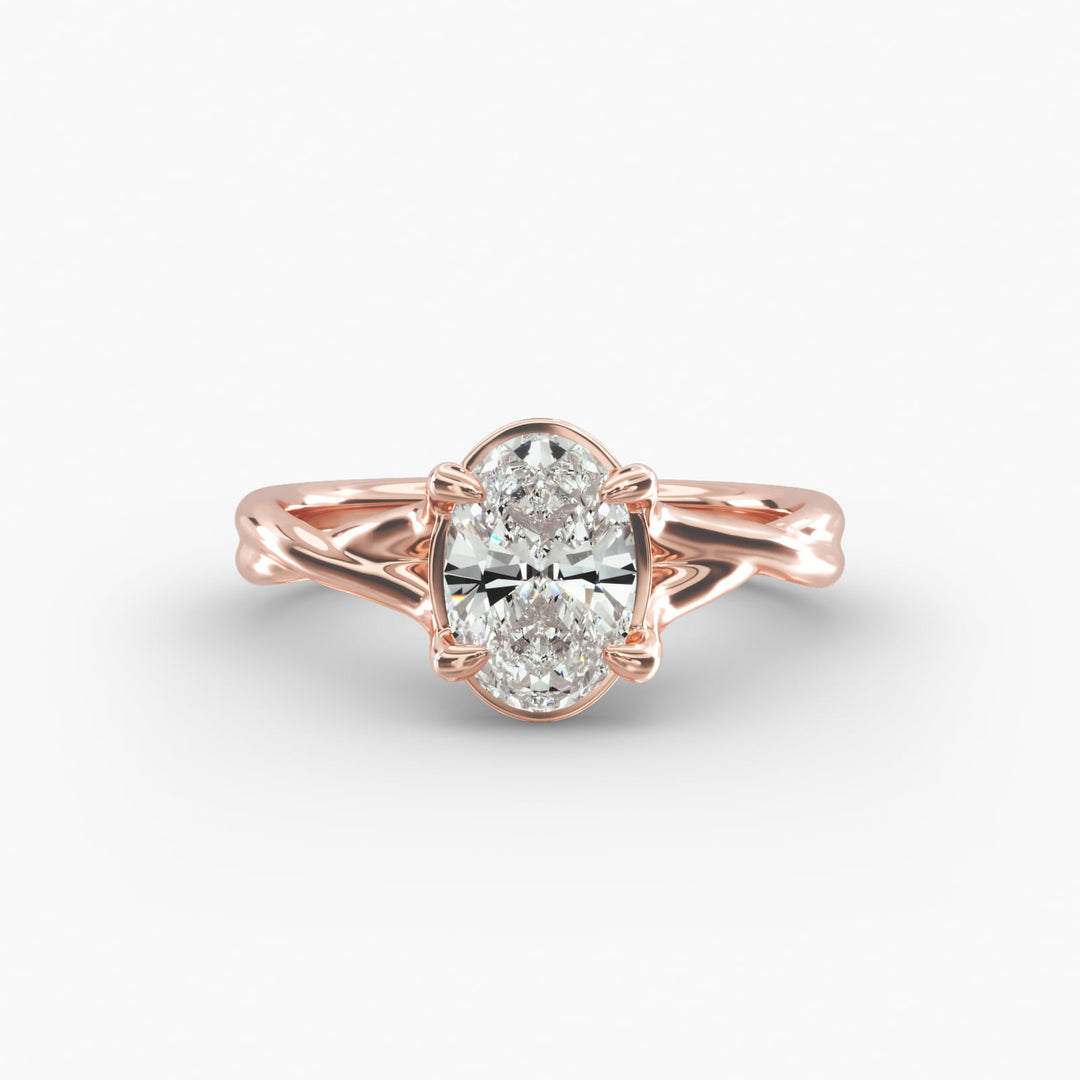Oval Lab-Grown Diamond Twisted Double Band Ring – Designer Style | IGI Certified | 10K/14K/18K Gold