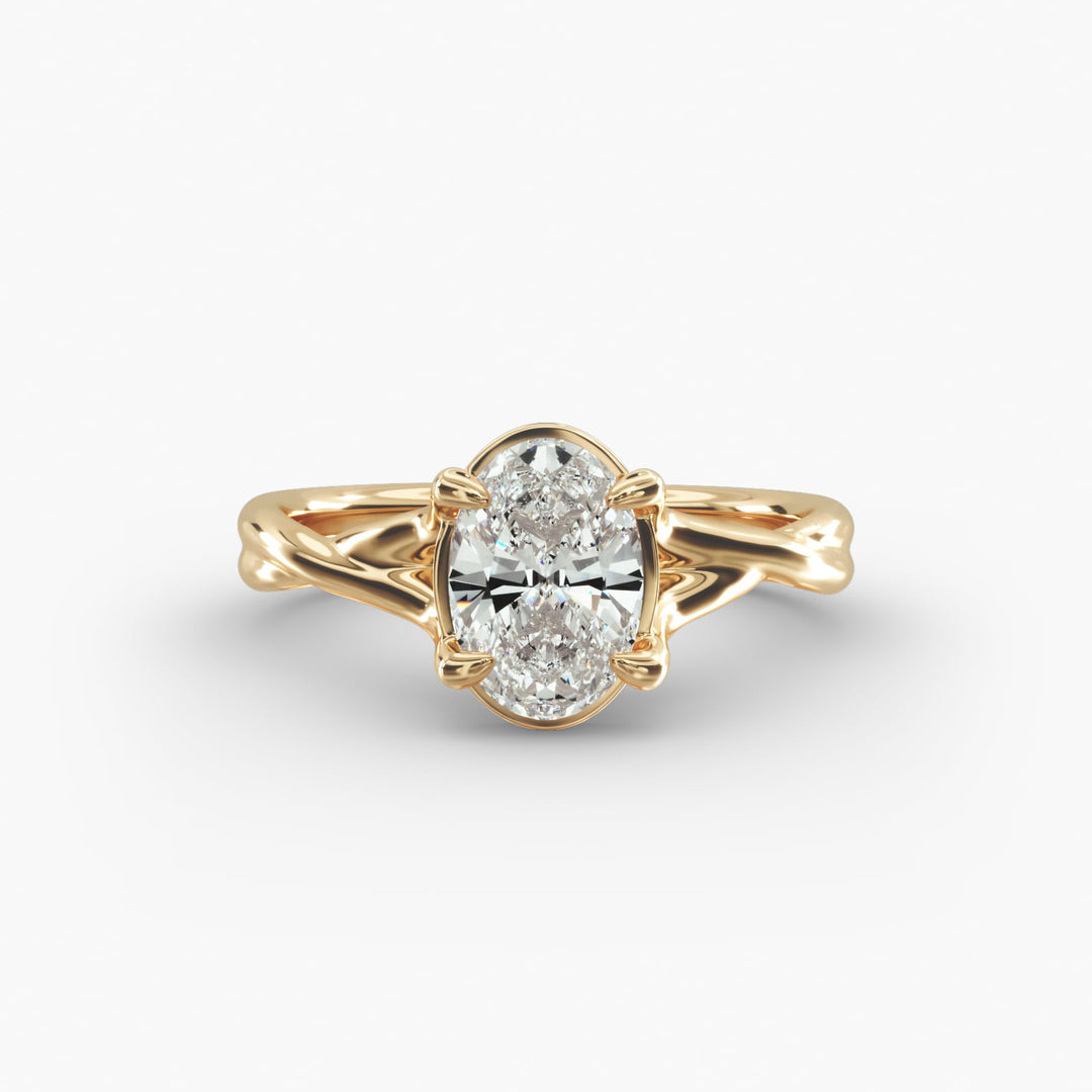 Oval Lab-Grown Diamond Twisted Double Band Ring – Designer Style | IGI Certified | 10K/14K/18K Gold