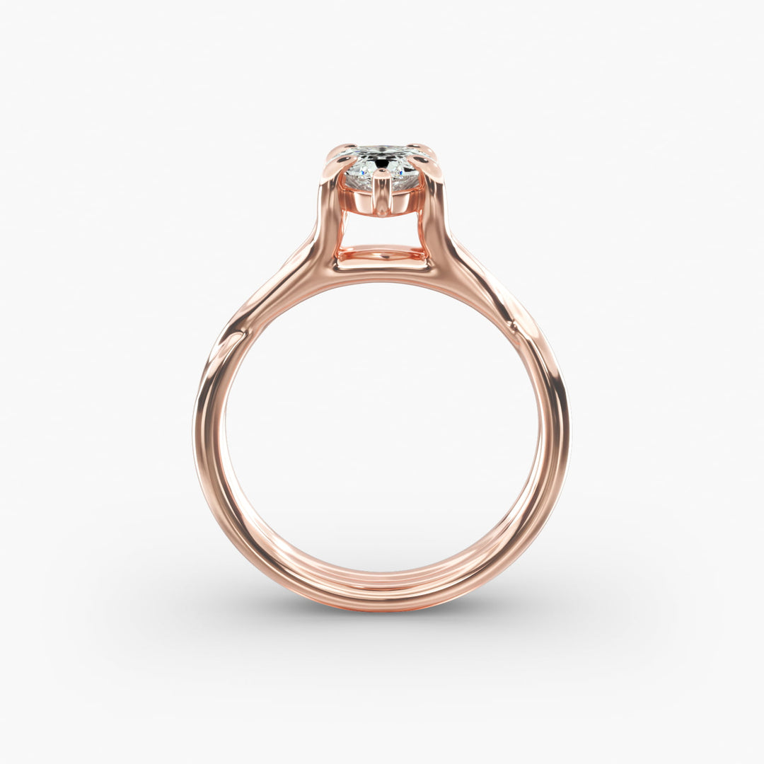 Pear Lab-Grown Diamond Twisted Double Band Ring – Designer Style | IGI Certified | 10K/14K/18K Gold
