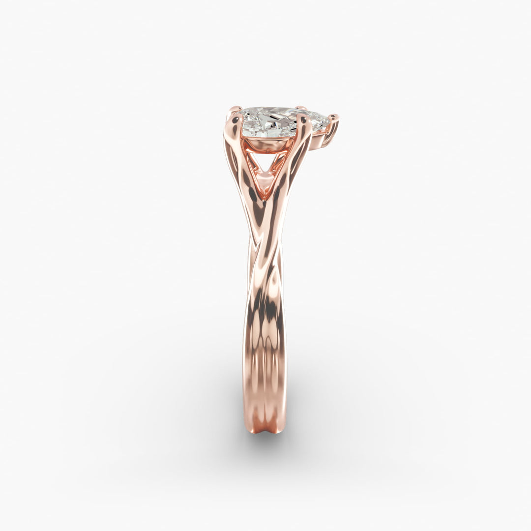 Pear Lab-Grown Diamond Twisted Double Band Ring – Designer Style | IGI Certified | 10K/14K/18K Gold