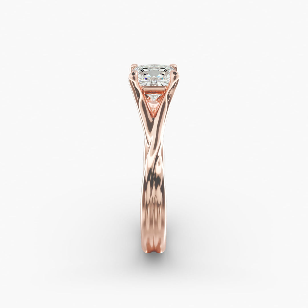 Princess Lab-Grown Diamond Twisted Ring – Modern Designer Band | IGI Certified | 10K/14K/18K Gold