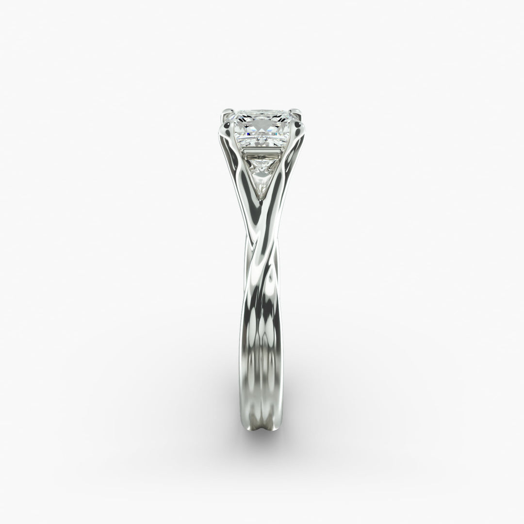 Princess Lab-Grown Diamond Twisted Ring – Modern Designer Band | IGI Certified | 10K/14K/18K Gold