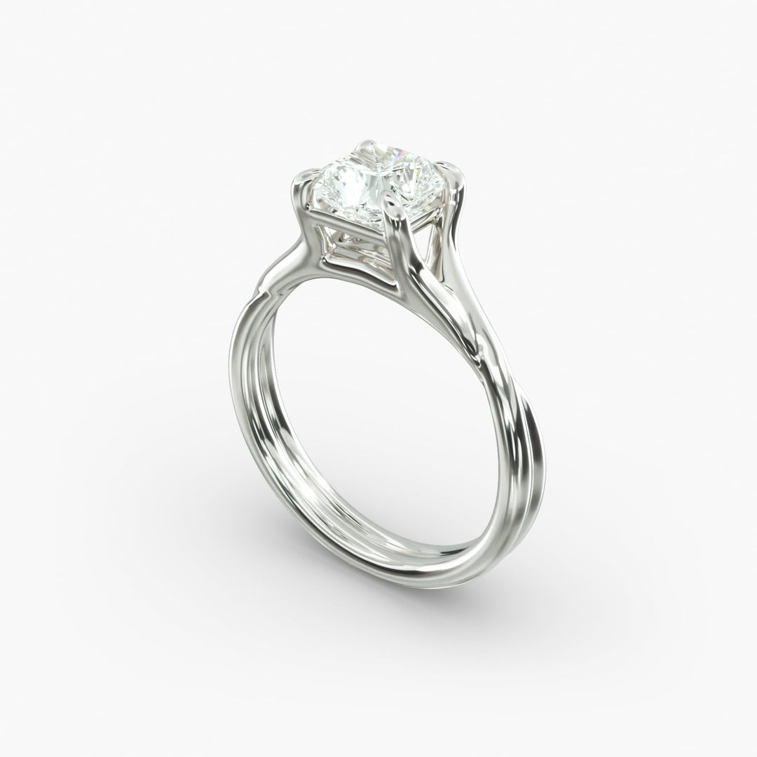 Radiant Lab-Grown Diamond Ring – Twisted Dual-Band Design | IGI Certified | 10K/14K/18K Gold